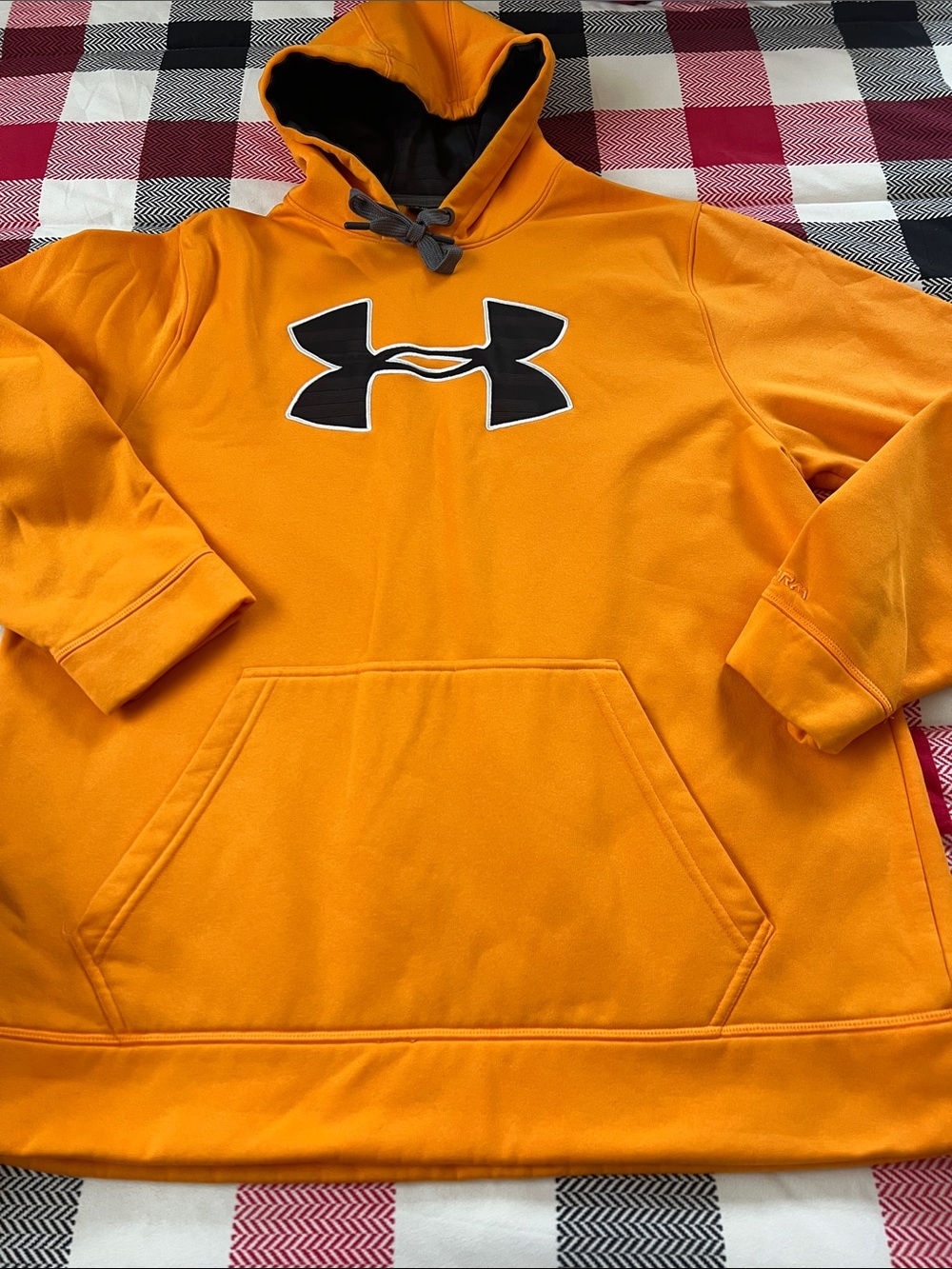 Under Armour Men's Orange Hooded Full-Zip Pullover with Black Logo